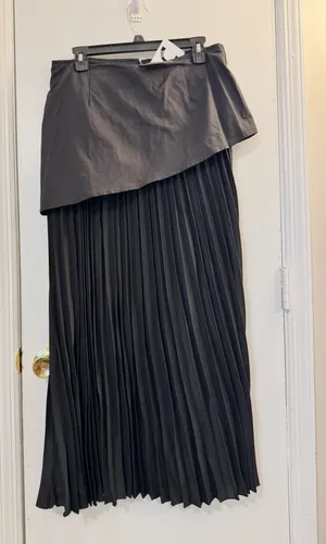 Commence Asymmetric Patchwork  Chiffon Pleated Maxi Skirt Size Large thumbnail 1