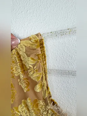 RIHOAS NWT Mustard/Gold Lace detail Floral Velvet Overlay Mesh Midi Dress Size M thumbnail 6
