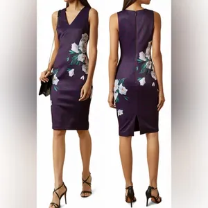 NEW Ted Baker Toriiy Wilderness Print purple Dress sz TB 4 US 12 thumbnail 2