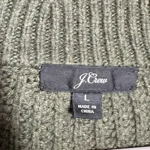 J. Crew Women's Size Large Cable Knit Pom Pom Mockneck Sweater Forest Green thumbnail 3