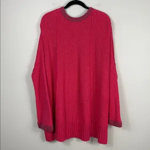 Free People Take Me Over Sweater Women's Size Medium Large Pink Chunky Oversized thumbnail 8