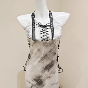 Others Follow Gray White Tie-dye Halter Maxi Dress thumbnail 2