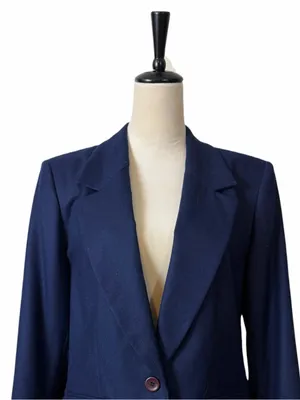 Pendleton Vintage Virgin Wool Blazer Size 12 Single Button Lined Solid Blue 90s thumbnail 6