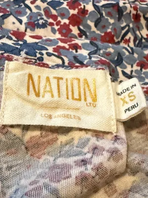 Nation Ltd. Boho Ditzy Floral 100% Pima Cotton Smocked Waist Maxi Dress Size XS thumbnail 6