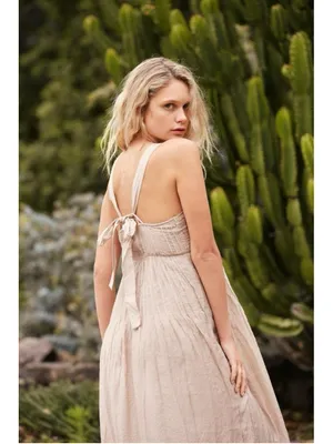 Free People Frankie Pintuck Maxi Dress Sand Women’s S Prairie Boho Western Lagen thumbnail 7