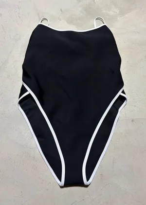 Victoria’s secret NWT archives Black One-Piece Swim Suit cheeky large MSRP$80 thumbnail 1
