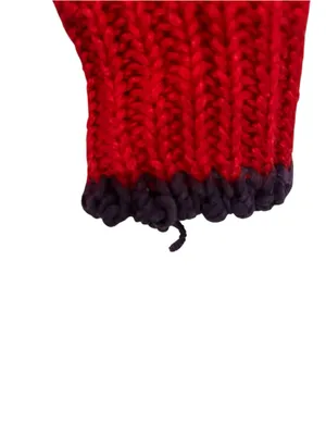 VTG Counterparts Hand Knit Bird Novelty Sweater Red Patchwork Folk Art Cotton M thumbnail 7
