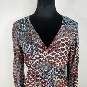 Maeve by Anthropologie Geometric Quirky Printed 70s Long Sleeve Dress SzXS thumbnail 3