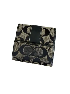 COACH Vintage Black Logo Snap Wallet Card Case thumbnail 5