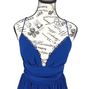 Lucy In The Sky Royal Mini Dress‎ Medium Lace Trim Open Back thumbnail 2