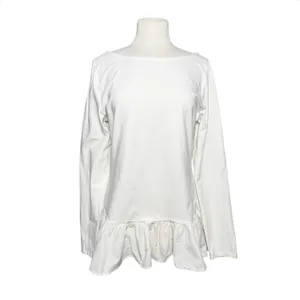 ANTHROPOLOGIE MAEVE Women’s White Long Sleeve Ruffle Hem Knit Top thumbnail 3