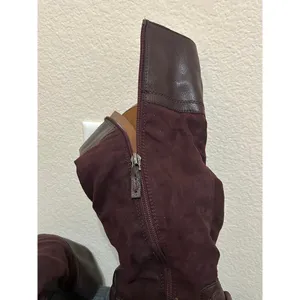 Franco Sarto Boots Womens Size 7.5 Cranberry Red Brown Suede Autumn Western Boho thumbnail 13