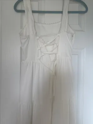 Amazon White Tiered Maxi Dress with Wide Straps thumbnail 4