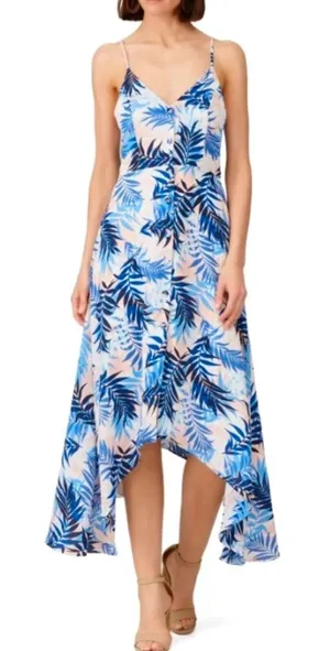 Slate & Willow Handkerchief Hem Dress Tropical Print Maxi Dress Size XL thumbnail 1