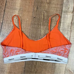 Hanes 2X Boho Paint Swirl Art Bralette V Neck Adjustable Abstract Pastel Funky thumbnail 3