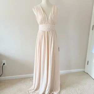 Lulus Heavenly Hues Blush Maxi Dress Bridesmaid Wedding Prom Size‎ Small thumbnail 3