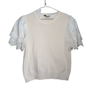 & Other Stories knit puff eyelet sleeve top Medium thumbnail 1