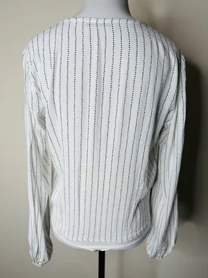Abercrombie White and Black Striped Wrap Front Bodysuit thumbnail 6