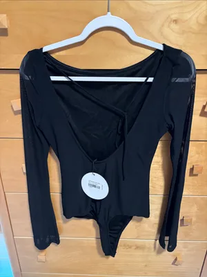 Princess Polly Lukea Black Sheer-Sleeve Long-Sleeve Bodysuit thumbnail 7