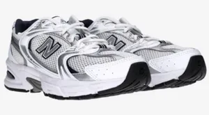 New Balance White and Gray Woman's Athletic RunningSneakers thumbnail 1