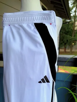 adidas men's athletic White Track Pants with Black Stripe Detail Sz thumbnail 2