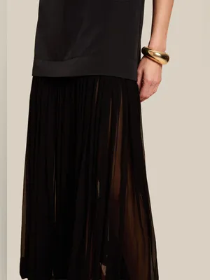 NWT o.p.t Elowen Maxi Dress size L Few Moda short sleeve tie bow back Black thumbnail 4