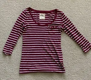 Hollister Striped Boatneck Quarter Length 3/4 Sleeve Shirt Top Blouse Sz XS EUC thumbnail 1