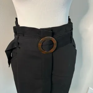 Zara TRF Black Paperbag Waist‎ Mini Skirt with Tortoiseshell Belt Size Medium thumbnail 4