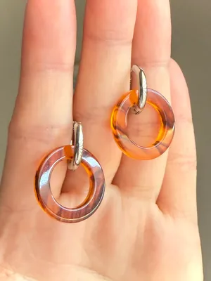 Handmade tortoiseshell circle simple minimalist hoop earrings💛 thumbnail 3