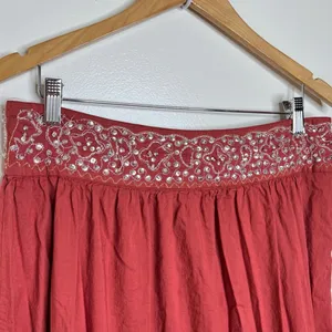 Vintage Boho Cotton Maxi Skirt w/ Sequins and Beadwork Women’s Medium Has Flaws thumbnail 2