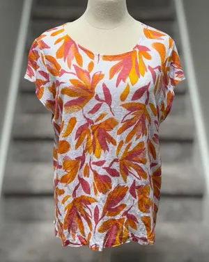Cynthia Rowley Linen Boxy Floral Blouse Pink Coastal Beach Vacation Women’s XL‎ thumbnail 1