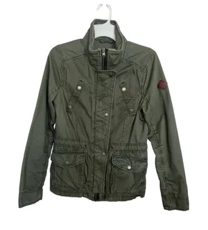 Y2K Hollister Green Military Utility Jacket L Indie Sleaze Arm Patch thumbnail 1