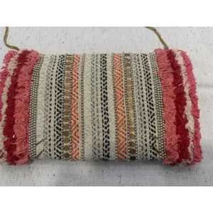 Antik Kraft Boho Beaded Fringe Envelope Clutch Crossbody Bag Pink Red fairy thumbnail 7