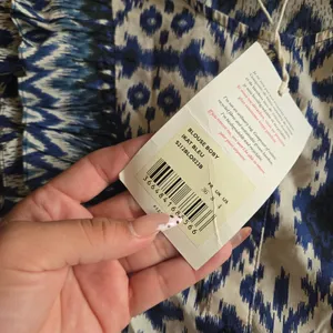 Sezane Boby Ruffle Blouse in Ikat Blue Size: 36 NEW thumbnail 9
