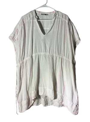 AllSaints Pink White Tie‎ Dye Stripe Oversized Beachwear Dress Medium AS252925R thumbnail 1