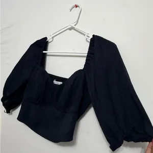 Abercrombie & Fitch women’s Size S Black Puff Sleeve Crop Top Cottagecore(A440)✨ thumbnail 5