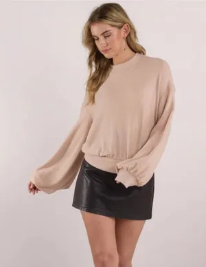 Free‎ People Beach TGIF Almond Sweatshirt Size Medium thumbnail 1