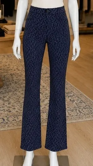 Betabrand Womens Dress Pant Yoga Pants Navy‎ Geometric Prism XL thumbnail 1