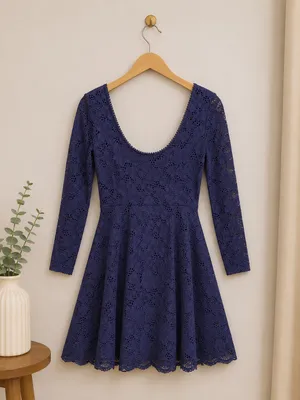 Free People Blue Rose Fit N Flare Garden Lace Mini dress Sz M thumbnail 5