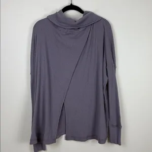 Free People We The Free Juicy Long Sleeve Cowl Neck Top Size Large Purple Smoke thumbnail 5