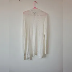 Liz Claiborne Career Longline Cardigan Sweater White Cozy Knit Loungewear Large thumbnail 8