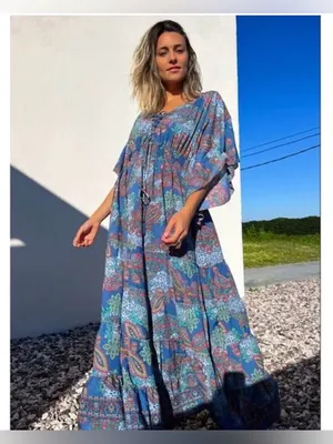 Anthropologie Boemo Bohemian Floral Maxi Dress - Lightweight Summer Dress as:L thumbnail 2