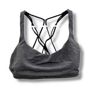 Lululemon Free To Be Zen Bra Womens 8 Heathered Black‎ Strappy Yoga Athletic thumbnail 1