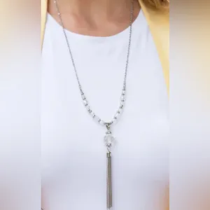 Paparazzi One Sway or Another Silver Tassel Statement Opera Length Necklace thumbnail 3