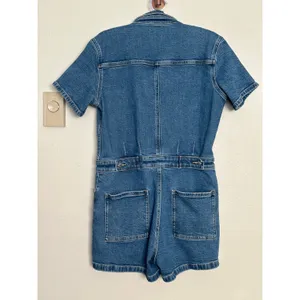 Outerknown Small Denim Vintage Style Jean Romper Collared Button Down Blue thumbnail 5
