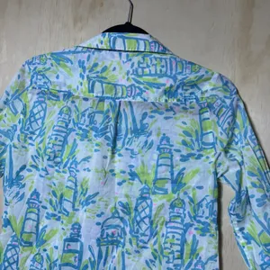 Lilly Pulitzer Lighthouse Print Tunic Top XS Blue Green Coastal Beach‎ thumbnail 8