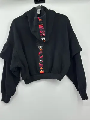 FP Movement Free People Snow‎ Flow Hoodie S Black Combo Cropped $128 thumbnail 3