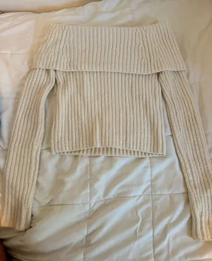 off the shoulder la hearts by pacsun knut sweater thumbnail 1