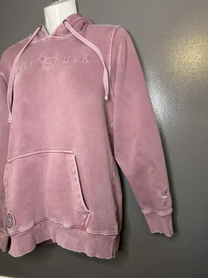 GOAT USA Hoodie Sweatshirt Womens XS Pink Embroidered Logo Fleece Pullover thumbnail 4