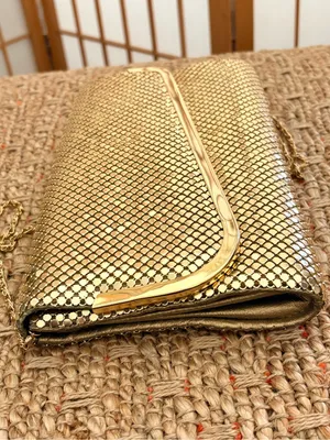 Gold Mesh Evening Clutch handbag with Chain Strap thumbnail 6